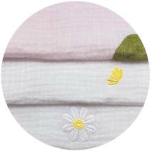 Top quality 100% cotton double layers embroidered crepe gauze muslin fabric
